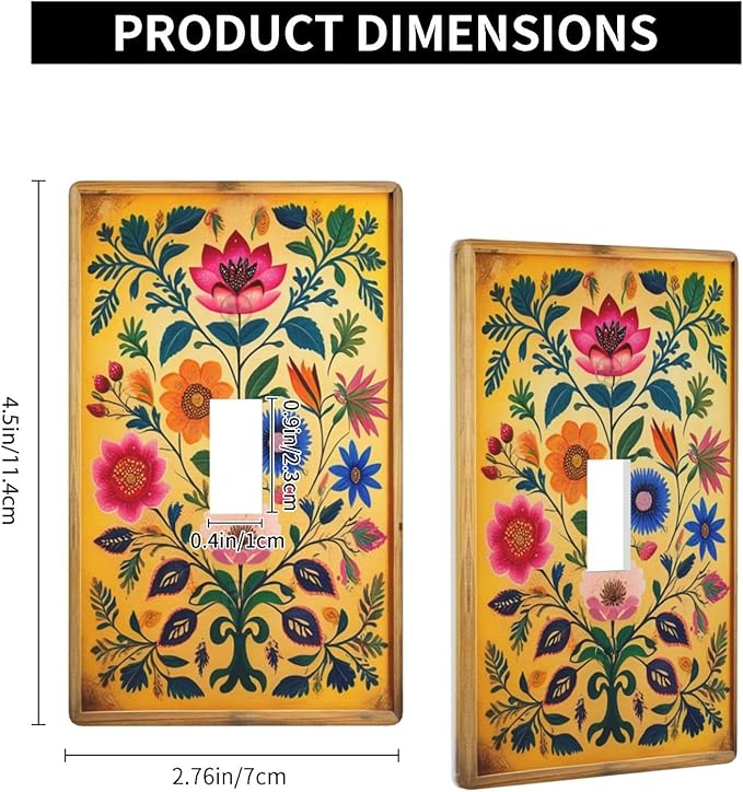 Decorative Art Light Switch Covers ColorFul Blooms Single Toggle Wall Plate Decorative Switchcover Electrical Switchplate for Home Decor