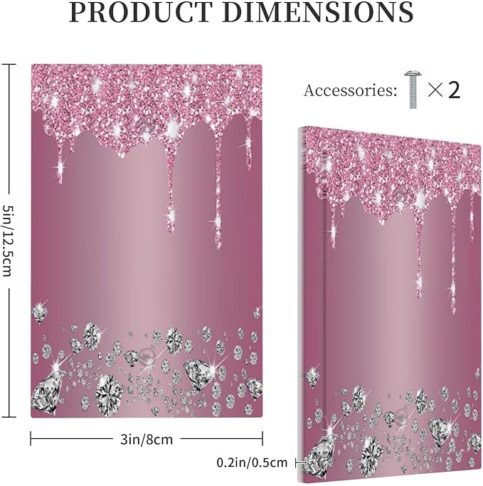 Switch Plates Sparkling Diamonds Pink Silver Glitter Drops 1 Gang Light Switch Cover No Device Wall Plate Decorative Blank Switchplate Electrical Faceplate for Bathroom Home Art Panel Decor
