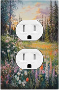 Outlet Covers Floral Landscape Rustic Nature Wildflower 1 Gang Duplex Light Switch Cover Decorative Switch Plates Electrical Receptacle Faceplate Wall Plate For Bed Room Living Room Decor