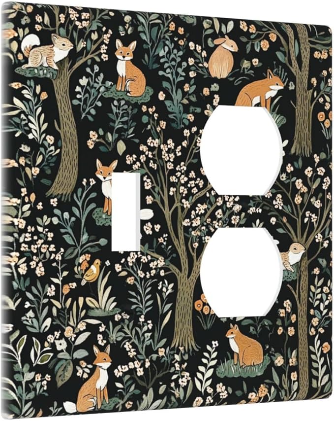 Wallplates Fairy Forest Animals Fox Squirrel Flower 1 Toggle 1 Duplex Switch Plate Electrical Gfci Faceplate Decorative Light Switch Covers For Bed Room Farmhouse Decor