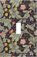 Boho William Morris Floral Green Leaves Flower Decorative Light Switch Cover 1 Gang Single Toggle Device Electrical Faceplate Switchplates Decorator Outlet Wall Plate for Farmhouse Home Decor