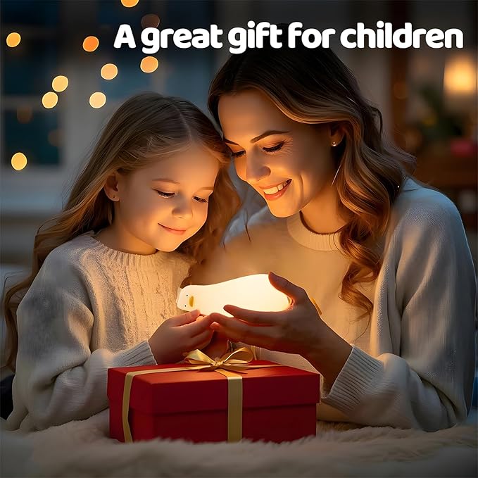 Rytinazzz Lying Cute Duck Lamp Night Light for Kids,Cute Room Decor Silicone Duck Lamp for Baby,Night Lights for Baby Nursery,3-Colors USB Rechargeable Gift for Kids Boys and Mothers Day Gifts