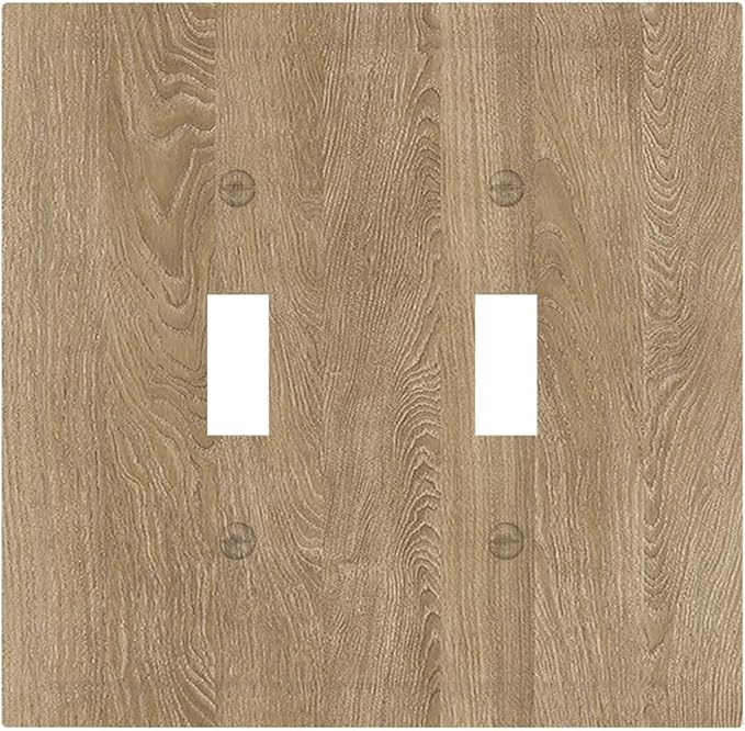 Decorative Switch Plate Covers Light Brown Wood Grain 2 Gang Double Toggle Light Switch Cover Plate Electrical Wall Plate Outlet Cover Outlet Light Switch Cover for Farmhouse Cabin Decor