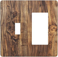 Distressed Wood Brown Wood Texture Outlet Covers 1 Toggle 1 Rocker Combination Decorative Wall Plate Electrical Switch Plates Light Switch Cover Plate for Farmhouse Home Decor