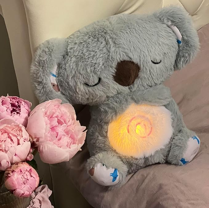 Anxiety Relief Koala, Breathing Teddy Bear with Calming Music, Lights, Sleeping Otter Plush, Soothing Koala for Adults & Kids, Stress Relief Stuffed Animal (3-Level Adjustable Volume)