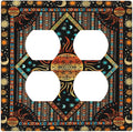 Decorative Outlet Covers Boho Burning Sun Moon Hippie Retro Bohemian Gypsy 2 Gang Wall Plate Single Toggle 1 Rocker Light Switch Cover Switch Plate Covers Faceplate for Home Decor