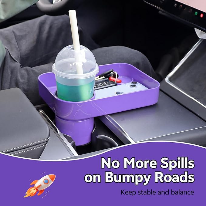 Car Seat Snack Tray for Kids Toddler Travel,Cup Holder Expander for Car,Toddler Travel & Road Trip Accessory for Mess-Free Snacking in The Car (Purple)