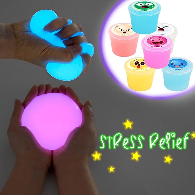 120 Pack Mini Galaxy Bulk Slime Kit for Kids, Glow in The Dark Slime with 6 Colors, DIY Slime Party Favor for Girls & Boys, Birthday Gifts, Classroom Rewards, Valentines Day Studen Bags Stuffers