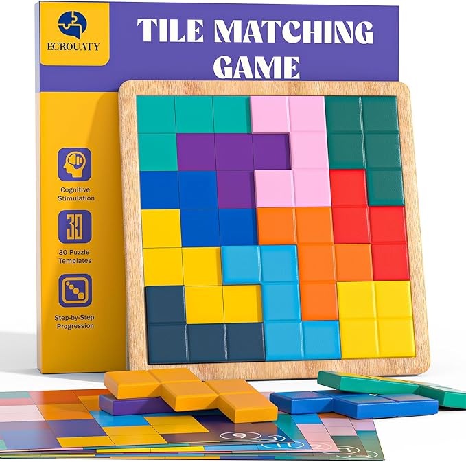 Dementia Activities for Seniors, Memory Games for Seniors with Alzheimers, Wooden Tiles Matching Puzzle Game, Dementia Products for Elderly Adults, Brain Exercise Gift for Parents or Nursing Home