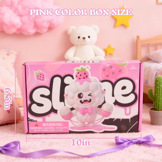 24 Pack Pink Slimes, Mini Glow in the Dark & Galaxy Bulk Slime, Easter Party Favors Kit, Stretchy Stress Relief for Kids, Soft Putty DIY Toy, Girls and Boys Classroom Prize Gift