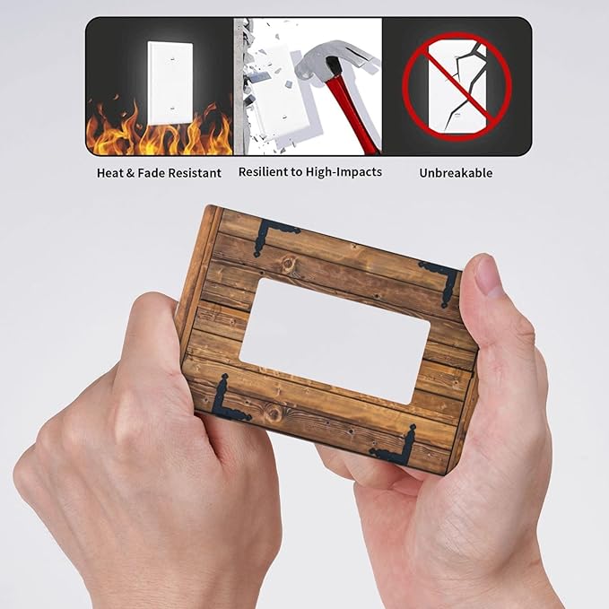 Faux Wood Decorative Printed Single Gang Rocker Light Switch Cover Plates Decorative Outlet Covers, 1 Gang Rocker Wall Plate