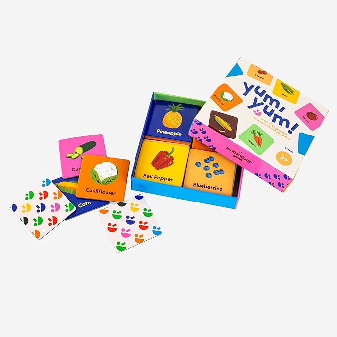 Yum, Yum! Fruit & Vegetable Memory Matching Game for Kids | Ages 3 & Up I 20 Matching Pairs I Fun and Educational Learning Toy I Ideal Gift for Boys, Girls, Kids and Families I Travel Size