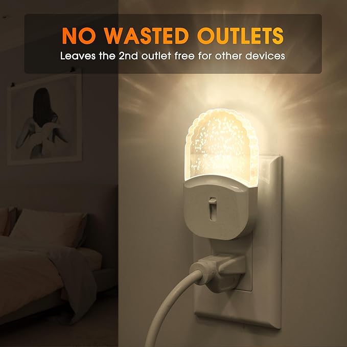Briignite Bubble Night Light Plug in, LED Acrylic Night Light, 2 Pack, Decorative Dimmable Nightlight Dusk to Dawn Sensor, Soft 3000K Warm Nightlight for Bathroom, Hallway, Bedroom