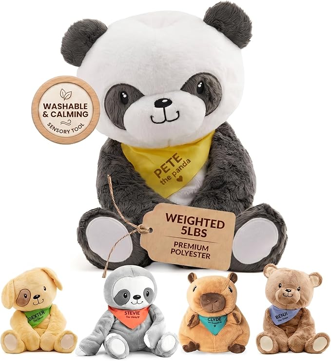 Lilly's Love Weighted Stuffed Animals for Adults & Kids — 5lb Calming Panda Plush for Anxiety, ADHD & Sensory | Machine Washable Weighted Stuffed Animal w/Removable Insert | Pete The Panda