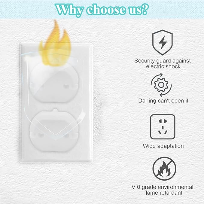Fielect Outlet Plugs Covers Childproof EU Plug Protectors Electric Socket Cover Electrical Protector 2-Hole White 10Pcs