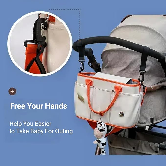Universal Stroller Organizer with Double Bottle Holder, Fits For All Baby Strollers,6 Colors, Big Capacity (Giraffe)