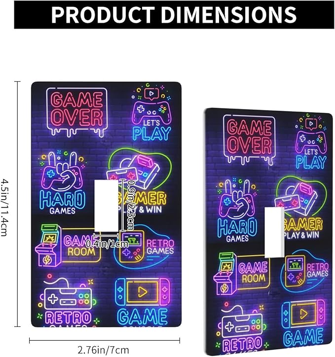 Games Funny Light Switch Cover Plates Decorative Single Toggle Wall Plate, 1 Gang Lightswitch Cover