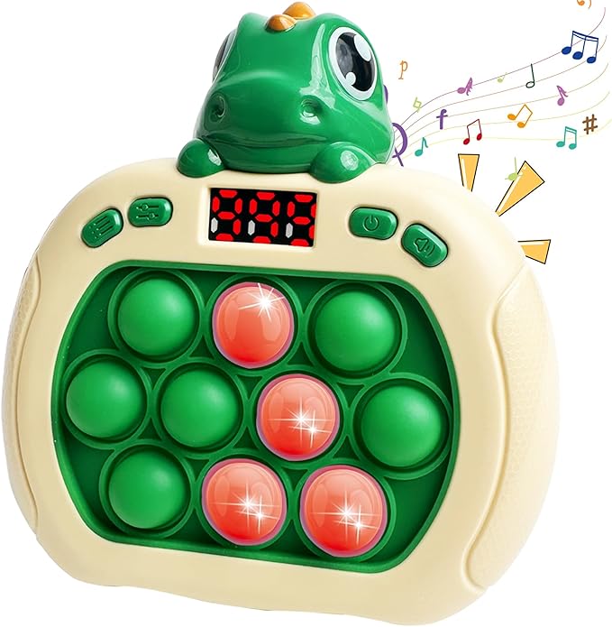 Dinosaur Quick Push Bubble Game,Easter Basket Stuffers Pop Fidget Light up Puzzle Game Sensory Toys,Easter Egg fillers Dinosaur Toys for Kids Boys Girls Toddlers Party Favor