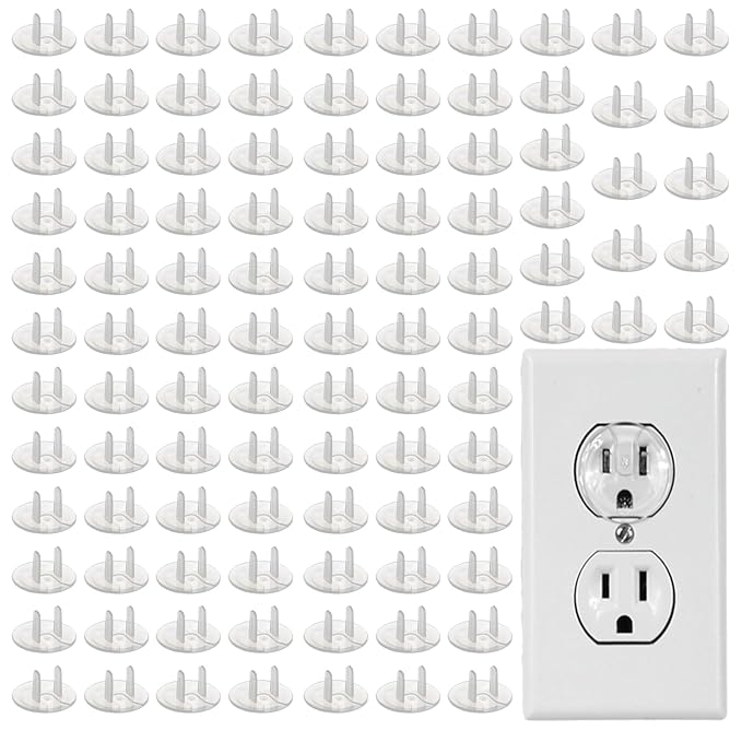 100 Pack Outlet Covers Baby Proofing Clear Outlet Covers Baby Safety Outlet Plug Covers Safe & Secure Electric Plug Protectors Sturdy Childproof Socket Covers for Home & Office