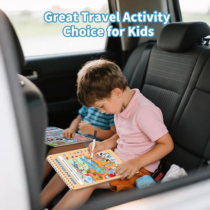 Elfew 2 Pack Reusable Activity Game for Kids Ages 4-8, 8-12,Travel Games Include 56 Different Game,1-2 Players,Toy & Learning Tool for Road Trip Airplane Activity