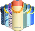 Elemental Insulated Kids Water Bottle, Stainless Steel Water Bottle with Straw Lid & Pop-It Handle, Leak-Proof Water Bottles for School, Boys or Girls, Travelling and Sports, 18oz - Peach Sand