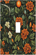 Light Switch Cover Plate William Morris Orange Flowers Rustic Leaves Floral 1 Gang Single Toggle Decorative Switch Plates Wall Plates Electrical Faceplate for Bathroom Bedroom Decor