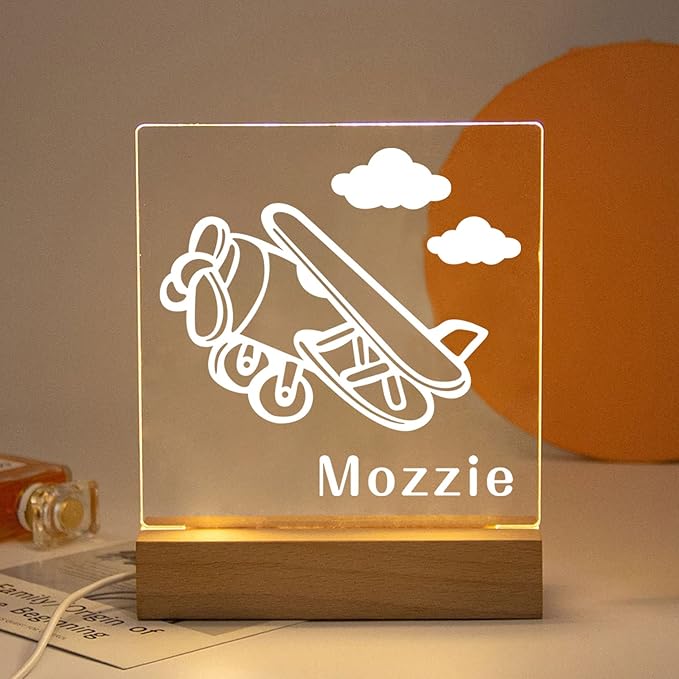 Airplane Night Light, Night Light, Custom Name Night Light, Kids Bedroom, Nursery Night Light, Personalized Night Light, Childs Playroom, Gift for Kids