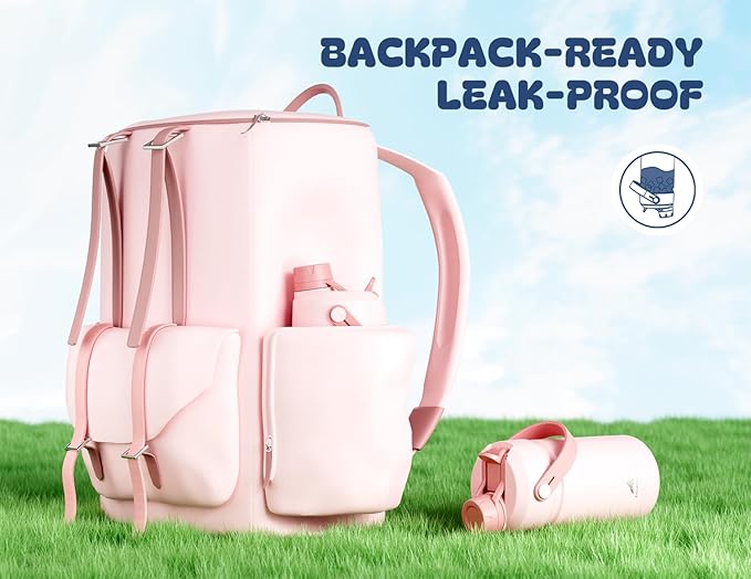 12 oz Kids Insulated Water Bottle for School: 2-in-1 Straw Spout Lid, Leakproof, BPA-Free, Keep Cold 24H, Insulated Stainless Steel Cup for Travel, Camping, Gift for Girls Daughters (Cotton Candy)
