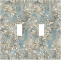 Decorative Light Switch Cover Plate Rustic Blue White Plum Blossom Flower 2 Gang Outlet Covers Double Toggle Wall Plates for Electrical Switch Plate Covers Faceplate for Bedroom Decor