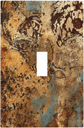 Light Switch Cover Plate Shabby Old Rusty Antique Brass Copper Print 1 Gang Wall Plate Cover Single Toggle Outlet Covers Decorative Switch Plate Covers Electrical Faceplate for Kitchen Home