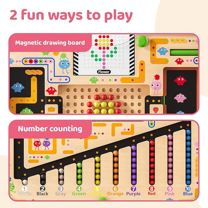 Montessori Number & Shape Puzzle Busy Board, Fine Motor Skills Educational Toy, Counting Matching Preschool Learning Toy, Early Development Sensory Gift for 3-5 Year Old Toddler Boys Girls Black