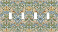William Morris Strawberry Thrush Birds Quad Toggle Light Switch Cover Vintage Floral Flowers Plant 4 Gang Wall Plate Decorative Electrical Switchplates Covers for Country Bedroom Home Décor