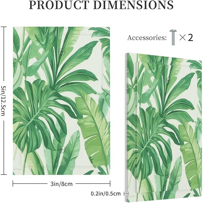 Light Switch Cover Plate Tropical Palm Tree Leaf Green Plant 1 Gang No Device Blank Electrical Wall Plates Faceplate Decorative Switch Plate For Bed Room Living Room Decor