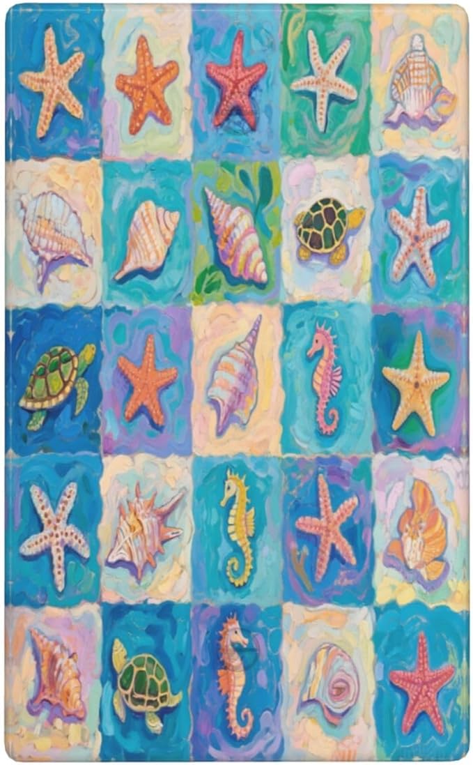 Sea Turtle Starfish Ocean No Device Blank Wall Plate Decorative 1 Gang Light Switch Covers Electrical Switchplate Home Decorate Faceplat for Bathroom Bedroom Kitchen Room 4.5 x 2.76 Inch