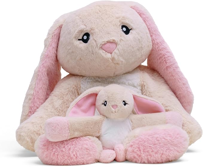 HUGIMALS Hug Babies Cute Mini Plush Stuffed Animal Bracelet for Kids | Soft & Cuddly Portable Comfort Adorable On-The-Go Companion for Travel School & Adventures Ages 2+ (Iggy the Bunny)