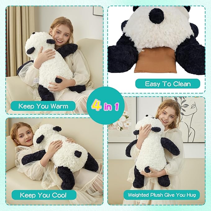 GILFWM 25" 5 Lbs Weighted Stuffed Animals Fox, Heatable and Coolable Weighted Plush with Microwavable Heating Pad,Removable Soft Washable Cute Plushie Pillow Toy Gifts for Adults and Kids