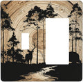 Rustic Forest Antler Black Bear Deer Silhouettes Outlet Covers 1 Toggle 1 Rocker Combination Decorative Wall Plate Electrical Switch Plates Light Switch Cover Plate for Farmhouse Home Decor