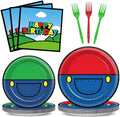 96 Pcs Super Theme Brother Birthday Party Plates and Napkins Brothers Theme Decorations Gamer Birthday Supplies Super Video Games Paper Dessert Plates Tableware Set for Kids Baby Shower 24 Guests