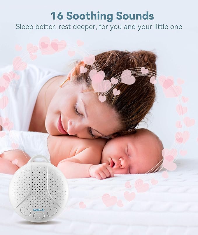Portable Sound Machine for Baby - White Noise Machine with Night Light for Nursery | 16 Soothing Sounds | Shush | Travel | Registry Gift | Sleep Soother | Baby Shower
