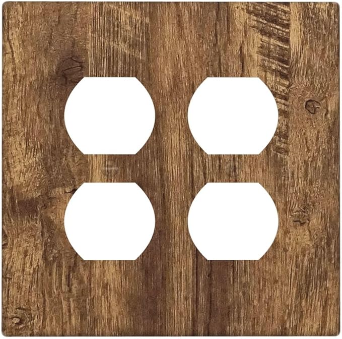 Light Switch Cover Plate Rustic Wood Grain Country Vintage Wooden Board 2 Gang Socket Covers Double Duplex Wallplates Switch Plates and Outlet Covers for Farmhouse Home Decor