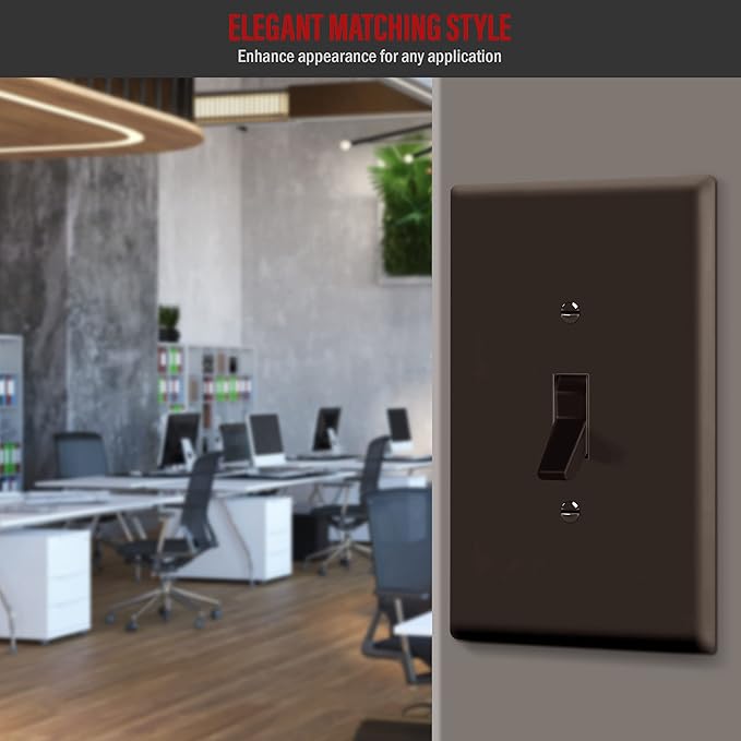 ENERLITES Toggle Light Switch Wall Plate, Jumbo Switch Cover, Gloss Finish, Oversized 1-Gang 5.5" x 3.5", Unbreakable Polycarbonate Thermoplastic, 8811O-BR, Brown