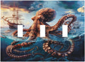 Light Switch Cover Plate Deep Ocean Octopus Sailboat Sea Monster 3 Gang Triple Toggle Decorative Switch Plates Wall Plates Electrical Switchplate Faceplate for Bathroom Bedroom Decor