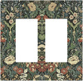 Decorative Outlet Covers Vintage Dark Floral William Morris Green Flower 2 Gang Double GFCI Rocker Electrical Wall Panels Light Switch Cover Plate for living Room Home Decor