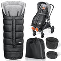 Orzbow Universal Stroller Bunting Bag with Extra Footmuff for Toddler, Kids, Warm Waterproof Stroller Blanket, Winter Cover, Baby Bunting Bag - Protect Babies from Cold Winds, Black