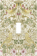William Morris Vintage Strawberry Bird Botanical Decorative Light Switch Cover 1 Gang Single Toggle Device Electrical Faceplate Switchplates Decorator Outlet Wall Plate for Farmhouse Home Decor