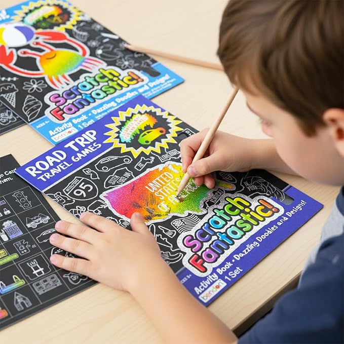 Road Trip Games for Kids - Bundle with 2 Travel Activity Activity Books Featuring Snakes and Ladders, More | Travel Activites for Kids, Boys, Girls