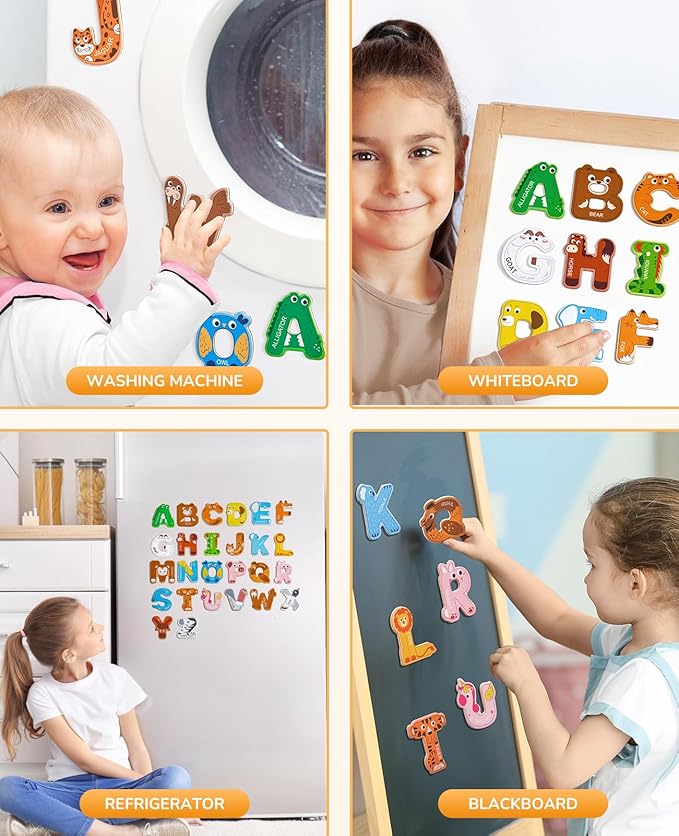 JoyCat Magnetic Letters, Alphabet ABC Fridge Magnets for Toddlers & Kids, Cute Educational Animal Toys, 26 Uppercase Refrigerator Magnets, Great Spelling Learning Gift for Preschool 2 3 4 5 Years Old