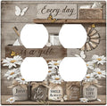 Rustic Daisy Flower Butterfly Inspirational Cottage Outlet Covers 2 Gang Double Duplex Decorative Light Switch Covers Electrical Wallplates Socket Faceplate for Farmhouse Bedroom Decor