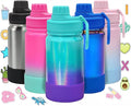 CHILLOUT LIFE 12 oz Kids Insulated Water Bottle for School with Leakproof Spout Lid and Cute Waterproof Stickers, Personalized Stainless Steel Thermos Flask Metal Water Bottle for Girls & Boys