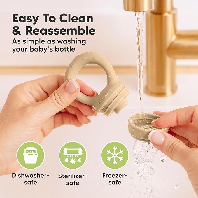 KeaBabies Baby Fruit Feeder 2pk - Silicone Baby Food Feeder for Babies 6-12 Months, Breast Milk Popsicle Teether, Weaning, Pacifier, Freeze Frozen Solid Food, Infant Feeding Essential (Maritime)